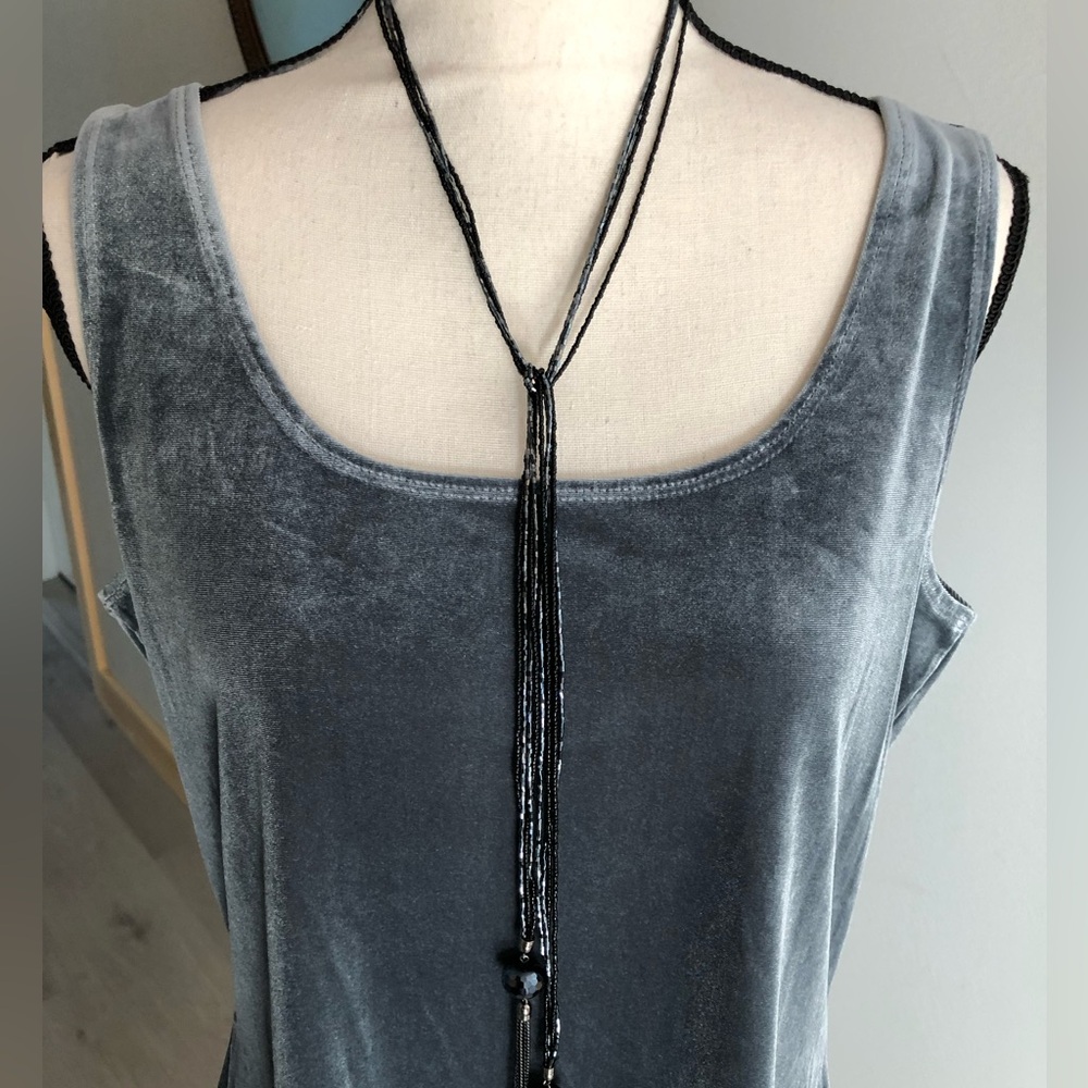 Susan Graver Grey Luxe Velvet Cardigan & Tank Set Size Large - Picture 6 of 10